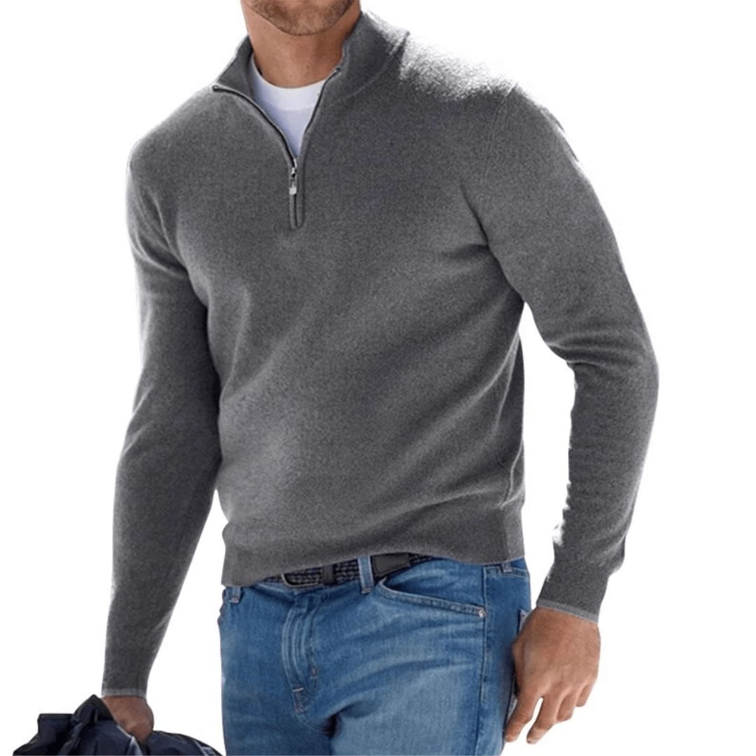 James｜Herensweater met halve rits